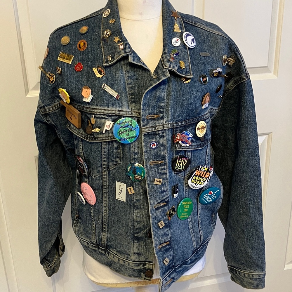 Denim Jean Jacket with Pins